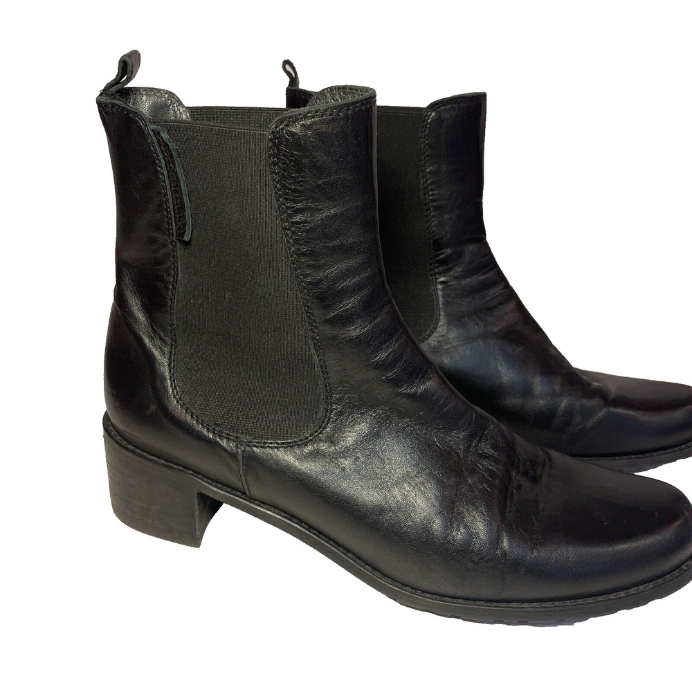 Stuart Weitzman Ankle Leather Boot Size 9.5 M Black, YV 49353‎
